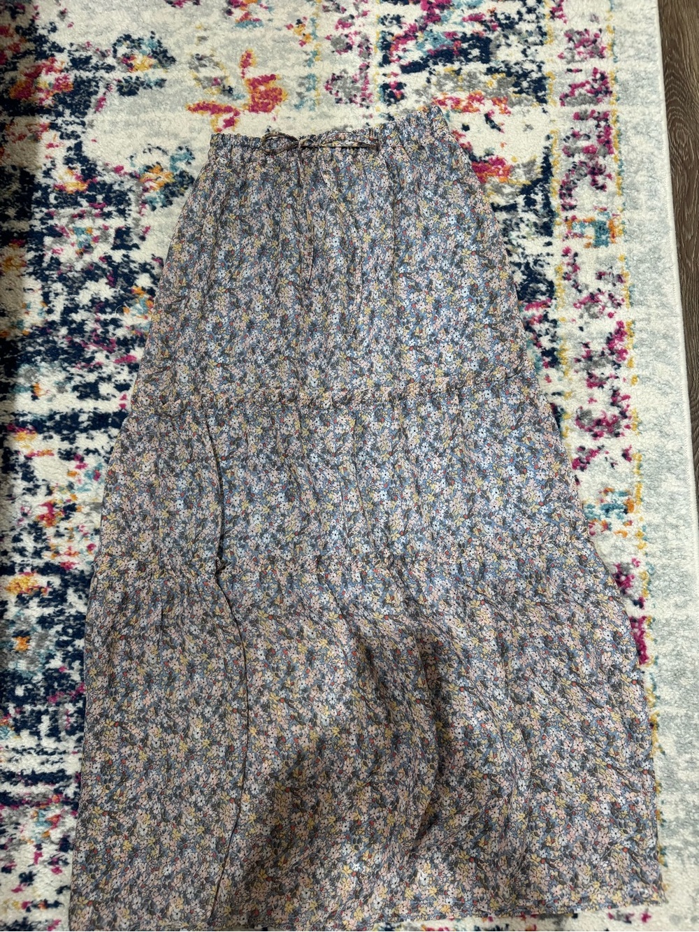 Sienna Sky Blue Floral Tiered Maxi Skirt